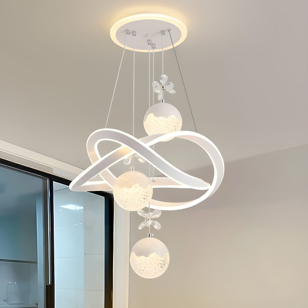 Modern LED Chandeliers 3-Color Dimmable Pendant Light for Kitchen Island, Dining Room, Living Room, Contemporary Hanging Ceiling Light, Adjustable Height
