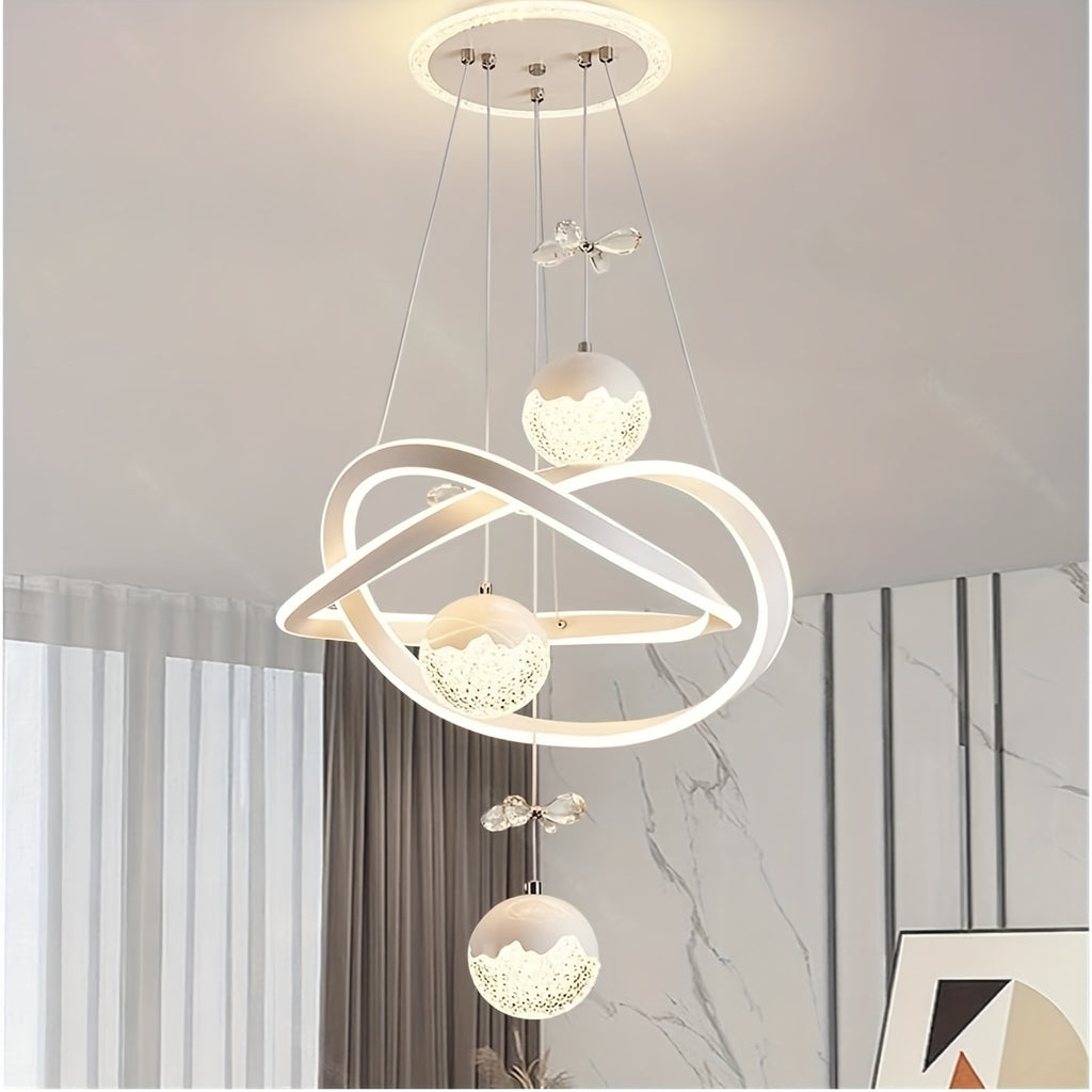 Modern LED Chandeliers 3-Color Dimmable Pendant Light for Kitchen Island, Dining Room, Living Room, Contemporary Hanging Ceiling Light, Adjustable Height