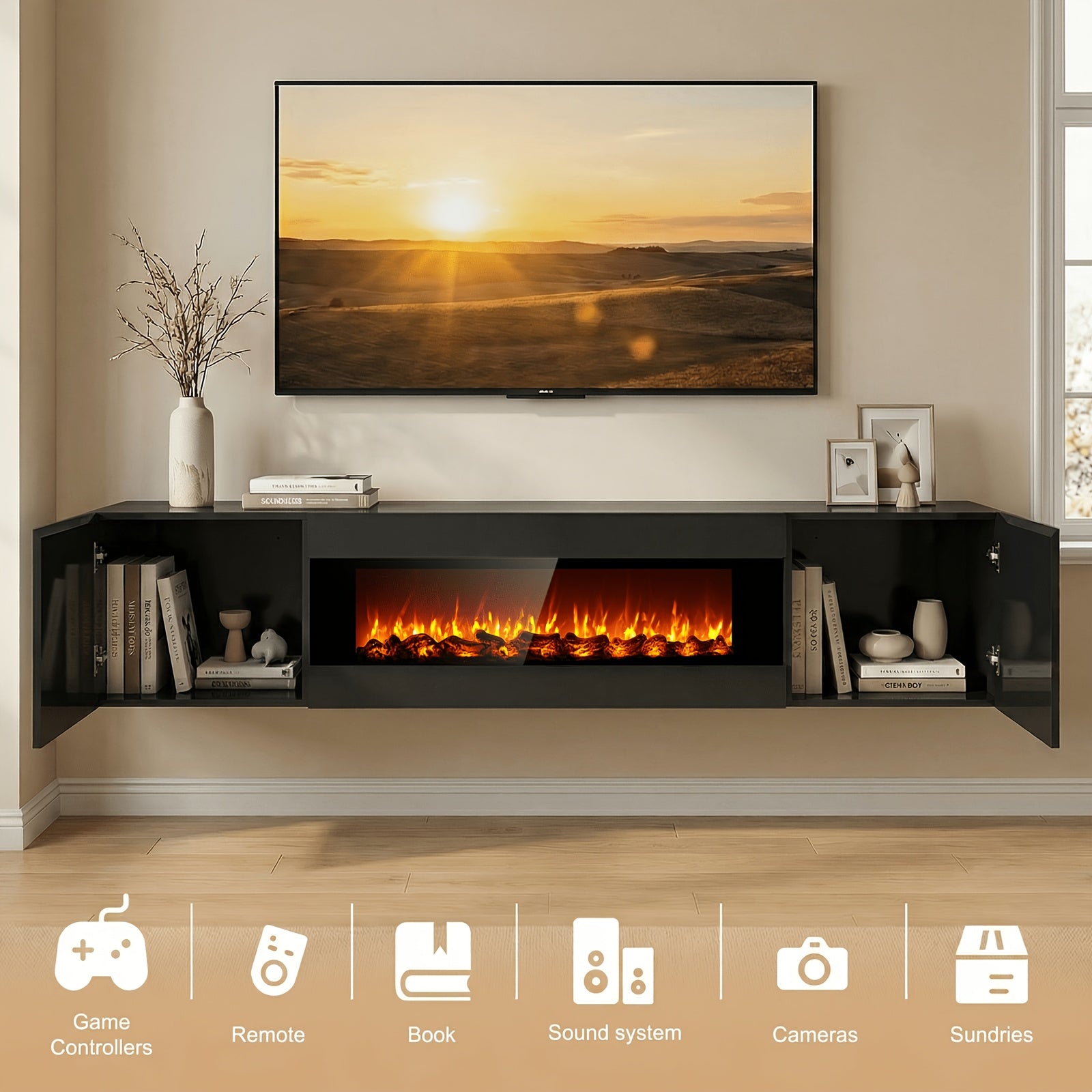 70'' Floating TV Stand, Modern Media Entertainment Center with 36\