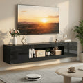 70 Inch Floating TV Shelf for Tvs Up to 75 Inch, Floating TV Stand with Storage Under TV for Living Room, TV Console Cabinet Wall Mounted, for Living Room, Black