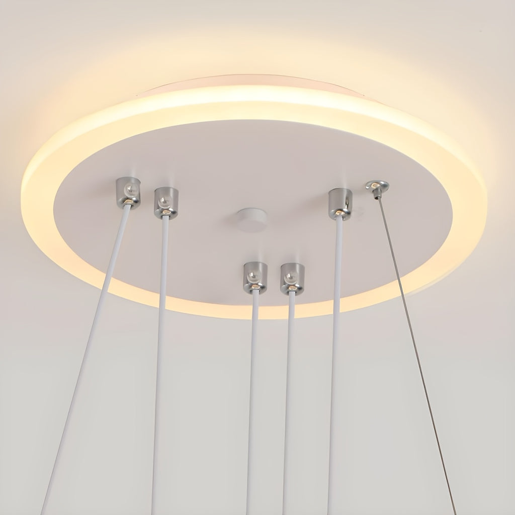 Modern LED Chandeliers 3-Color Dimmable Pendant Light for Kitchen Island, Dining Room, Living Room, Contemporary Hanging Ceiling Light, Adjustable Height