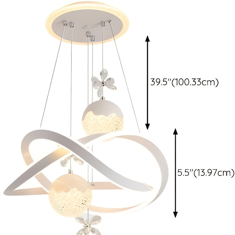 Modern LED Chandeliers 3-Color Dimmable Pendant Light for Kitchen Island, Dining Room, Living Room, Contemporary Hanging Ceiling Light, Adjustable Height