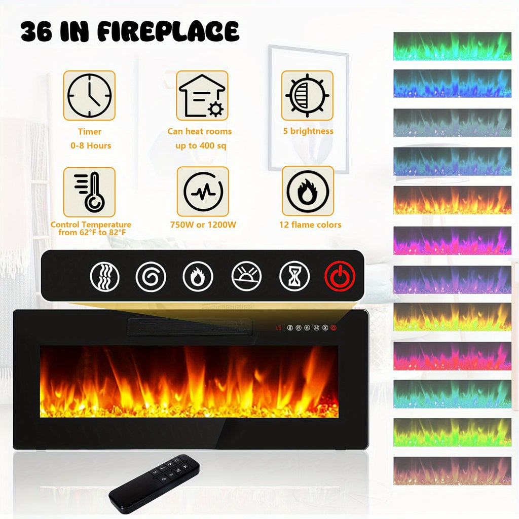 Modern TV Stand 70'' Modern Wood Floating Fireplace TV Stand | Wall Mounted Shelf, LED Light Entertainment Center And Storage, Highlight Cabinet for Living Room
